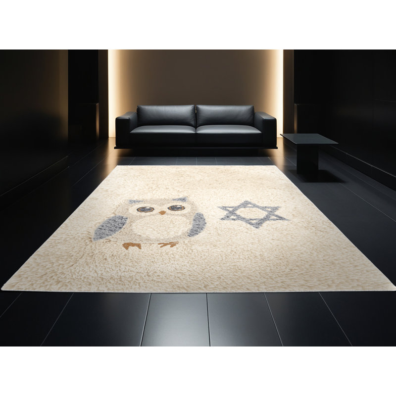 Machine Washable Hartsdale Hanukkah Modern & Contemporary Abstract Rug in Beige – White Binding, 5x8