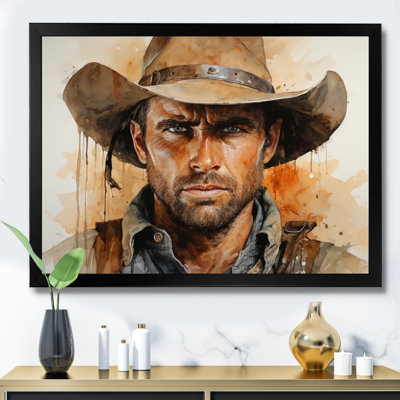 Cowboy Beneath The Wide, reproduction d'art sur toile encadrée