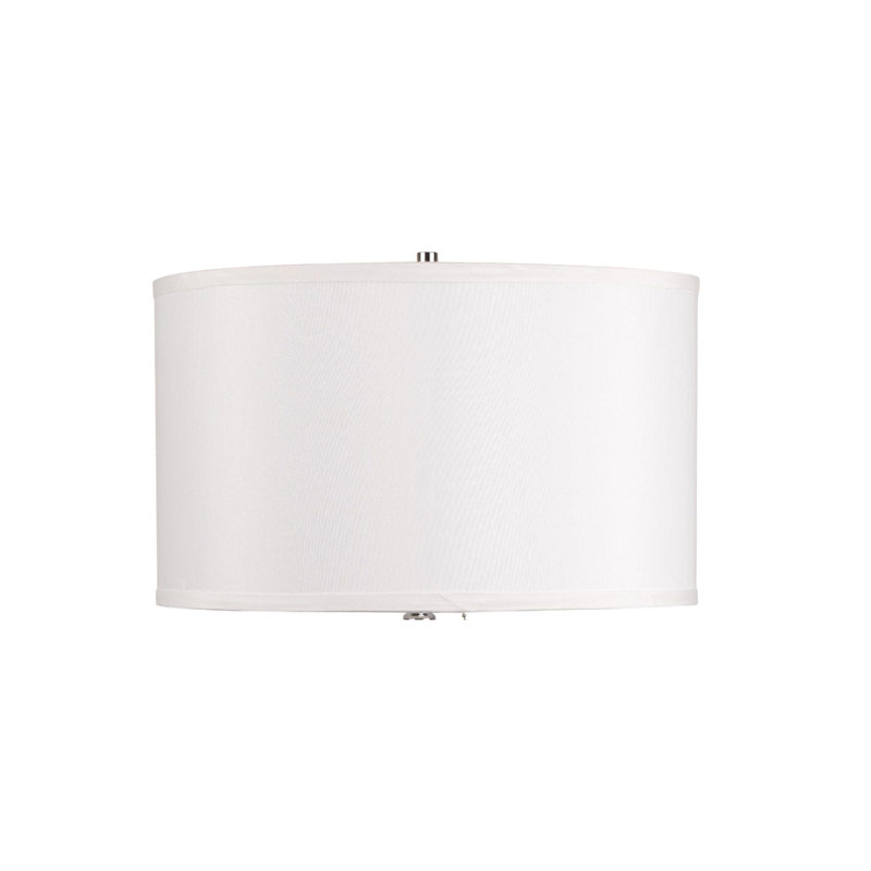 Lampe de table rétro 27 po en métal avec finition argentée, abat-jour en lin blanc