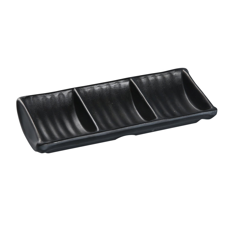 Plat à condiments en mélamine triple Black Pearl
