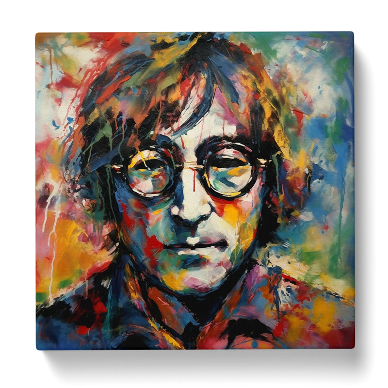 John Lennon Abstract Expressionism - Wrapped Canvas - Framed Print