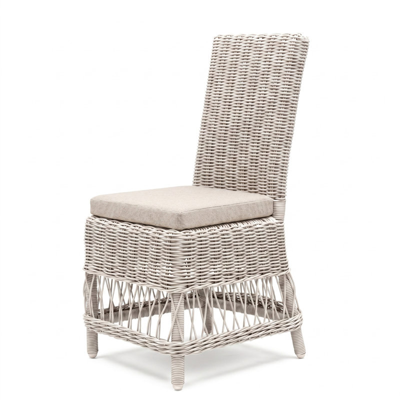 Casella Pebble Outdoor Patio Dining Chairs - Bliss Linen, Bliss Linen, White