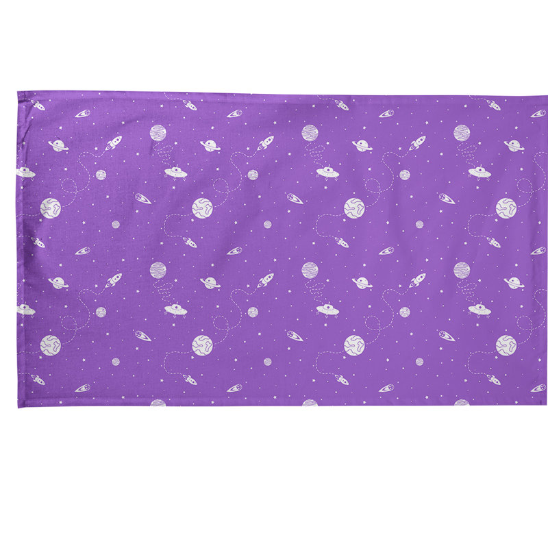 Serviette de thé à motif extérieur space, Mauve, Polyester sergé