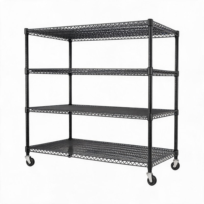 Rayonnage robuste à 4 niveaux de 59 po de largeur, support de rangement réglable avec roulettes d'une capacité de 2640 lb pour le garage, le garde-manger et la cuisine