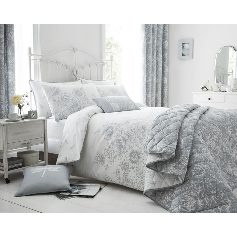 Skyler Floral Rectangular Cushion, Grey