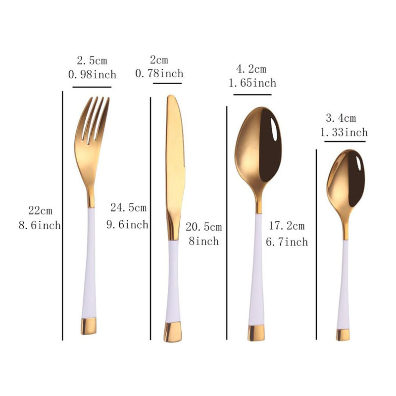 QIANXING Stainless Steel (18/10) Flatware Set - Service for 6, White