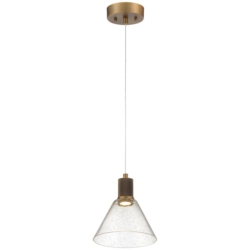 Port Nine 1 - Light LED Single Pendant, Antique Brushed Brass