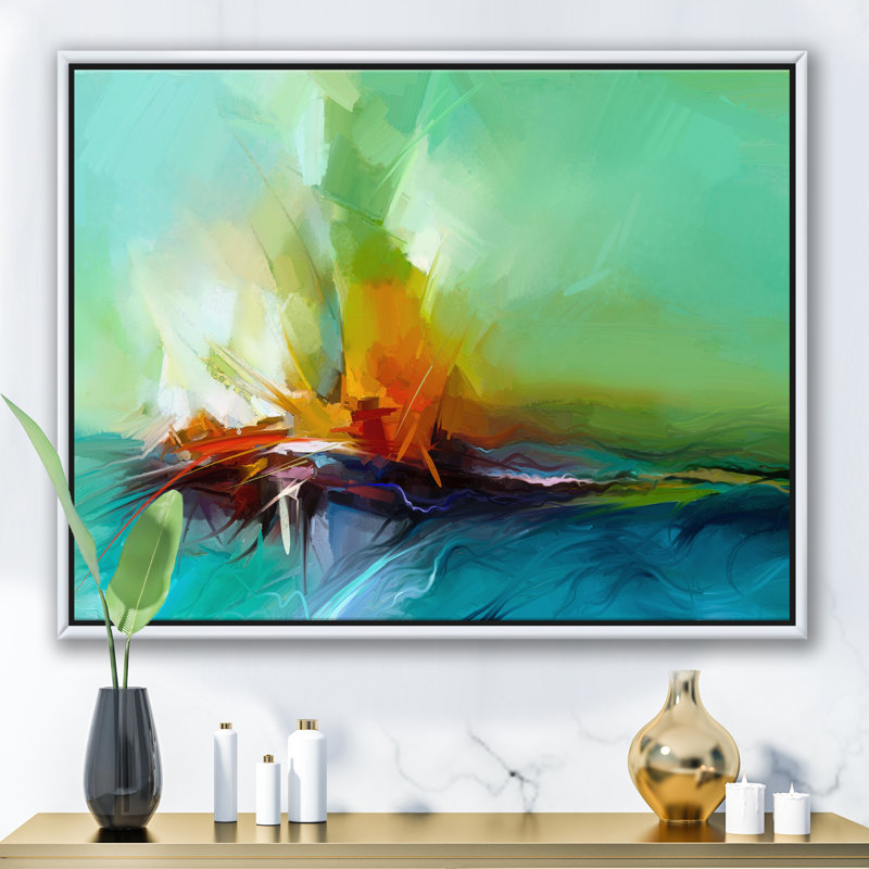 «Abstract Colorful Seascape III», reproduction d'impression sur toile, H 30 po x l 40 po x 1,5 po, Toile blanche encadrée
