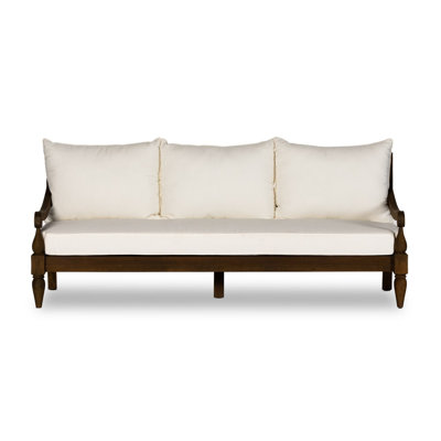 Othinkar 86" Wide Outdoor Teak Patio Sofa with Cushions by Canora Grey