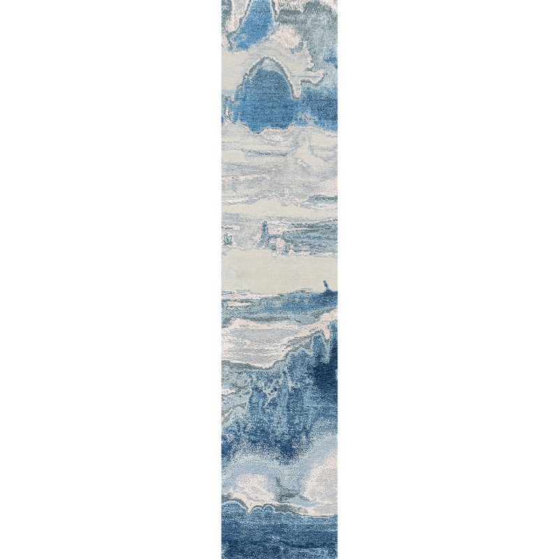 Abstract Area Rug in Silver/Blue/Gray
