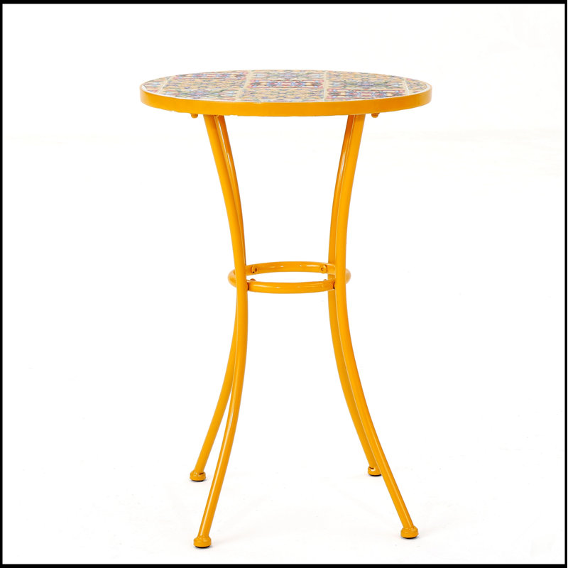 Table d'appoint d'extérieur avec plateau en mosaïque et pieds en métal durables, parfaits pour la terrasse ou le balcon