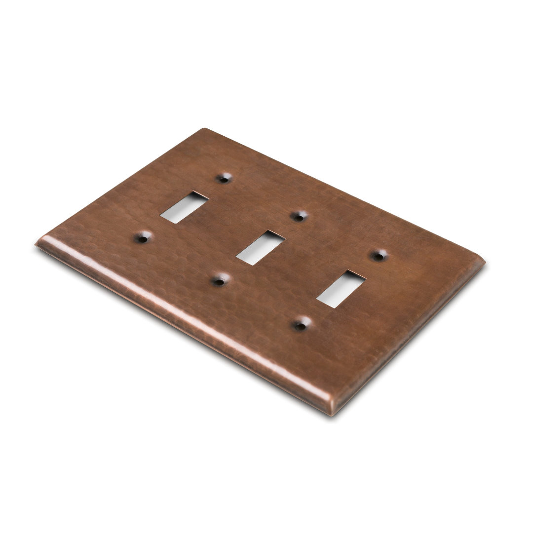 Hand Hammered 3 - Gang Toggle Light Switch Standard Wall Plate Monarch Abode 