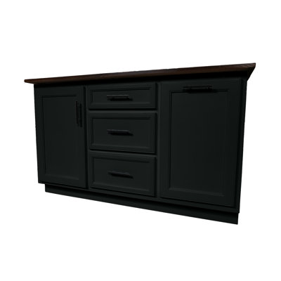 Modern 60" Solid Wood Kitchen Island with trash bin compartment and extra storage