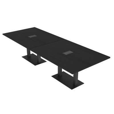 Rectangle Conference Table with Double Metal Post Base | Electrical Unit