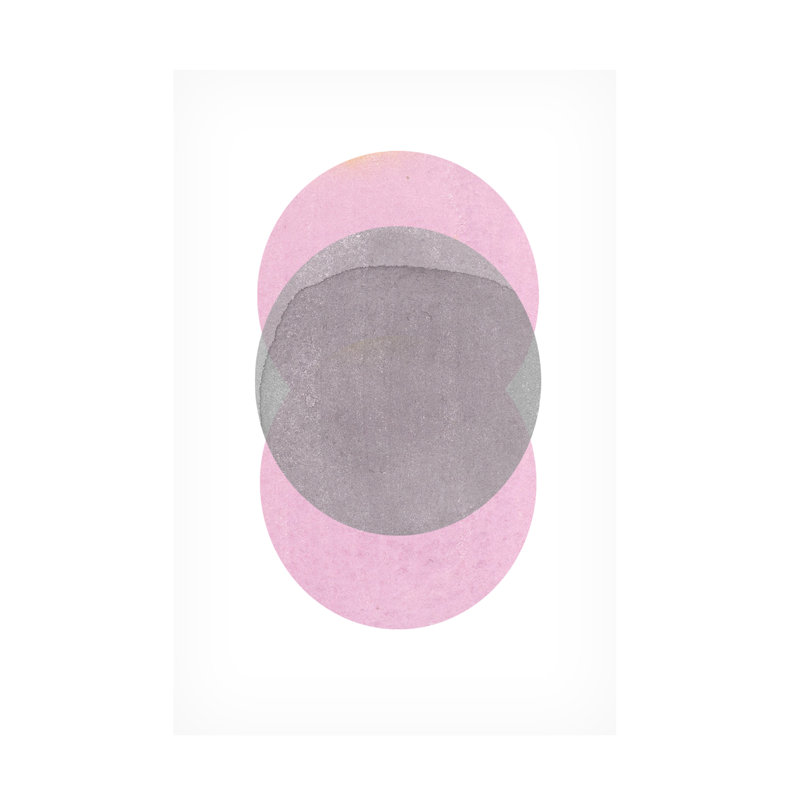 Art sur toile, cercles roses et gris de Louise Van Terheijden, H 32 po x l 22 po x P 2 po