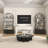 71" Arched Bookshelf with Doors,Industrial Bookcase with Sturdy Metal Frame, Vintage Display Shelving Unit, Black Geometric Book Shelf for Lving Room, Bedroom, Home Office-1997499383