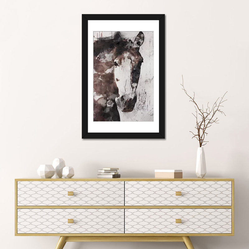 Superbe cheval iv, impression sur toile tendue, H 24 po x l 16 po x P 1 po, Papier d'art encadré noir, Blanc