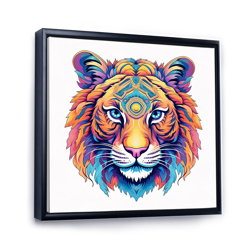 Tête de tigre vibrante - imprimé, H 36 po x l 36 po x P 1,5 po, Cadre flottant noir