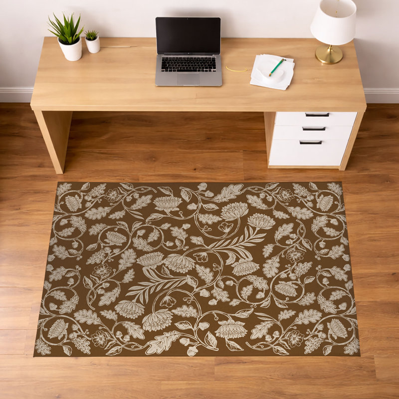 Tapis de bureau léger Autumn Vines, l 60 po x P 84 po, Brun