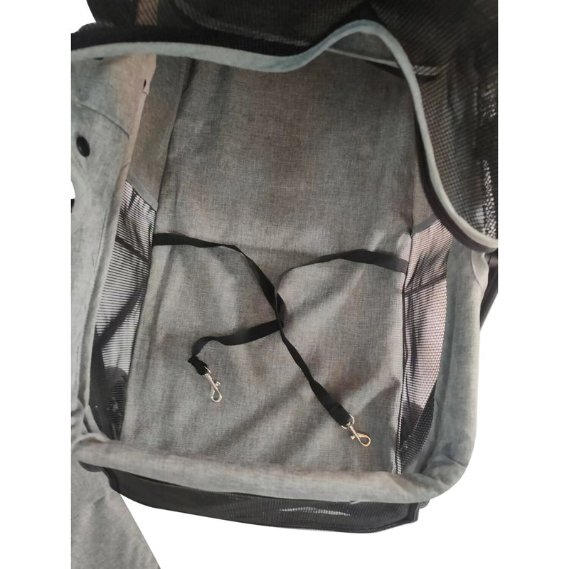 Foldable Gray Pet Stroller with Breathable Mesh for Small to Medium Dogs