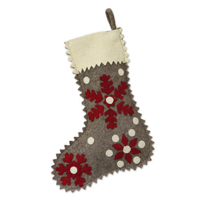 Christmas Snowfall Wool Felt Stocking