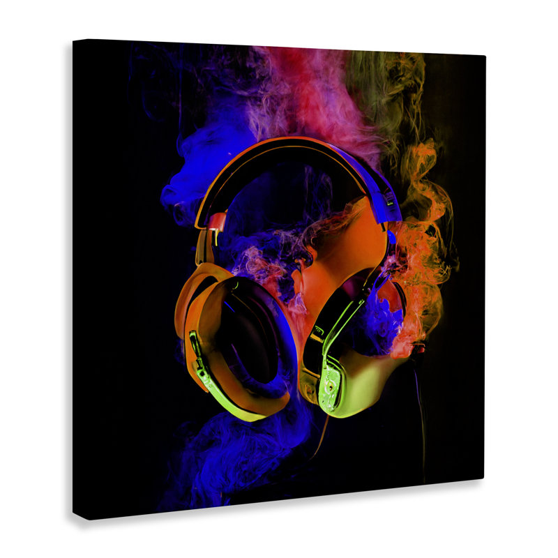 Power Play Headphones Canvas, design by Sasha, 17" H x 17" W