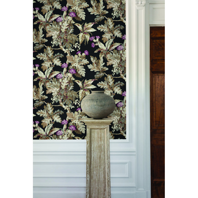 Briarwood Floral Wallpaper Double Roll, Black