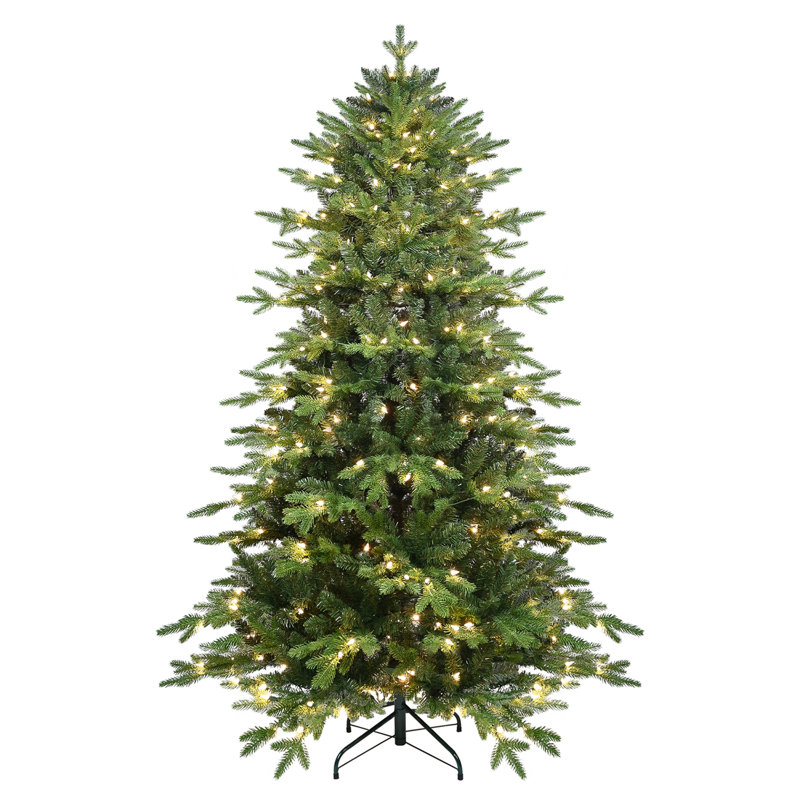 Arbre de Noël vert en PVC + PE avec 150 lumières UL blanc chaud, 6.5'