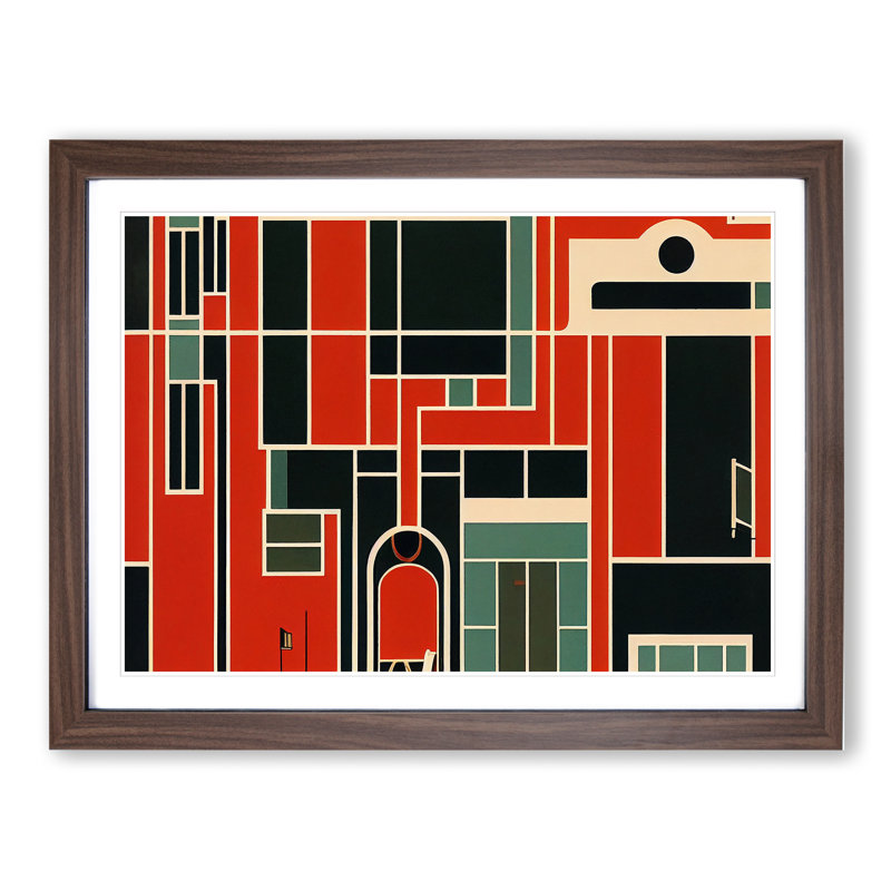 Art Deco Architecture Vol.1 - Single Picture Frame Print, 46cm H x 64cm W, Walnut