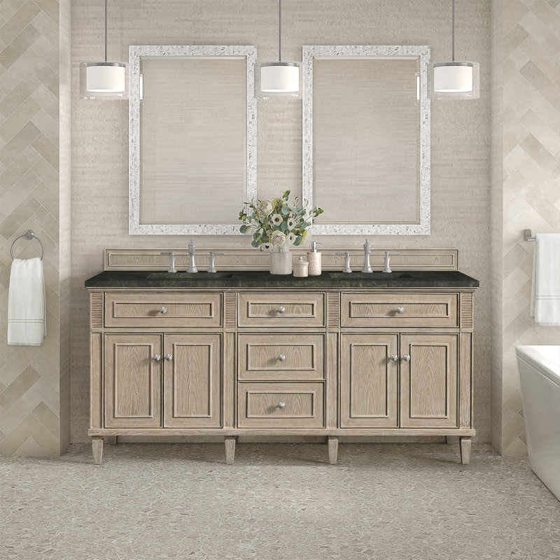 Lorelai 72'' W Double Vanity, Whitewashed Oak, Phantome Eclos, 8" Widespread