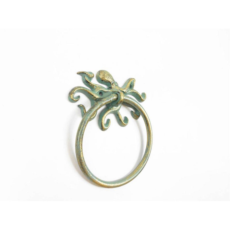 Porte-serviettes de octopus en fer moulé en cuivre, Bronze antique