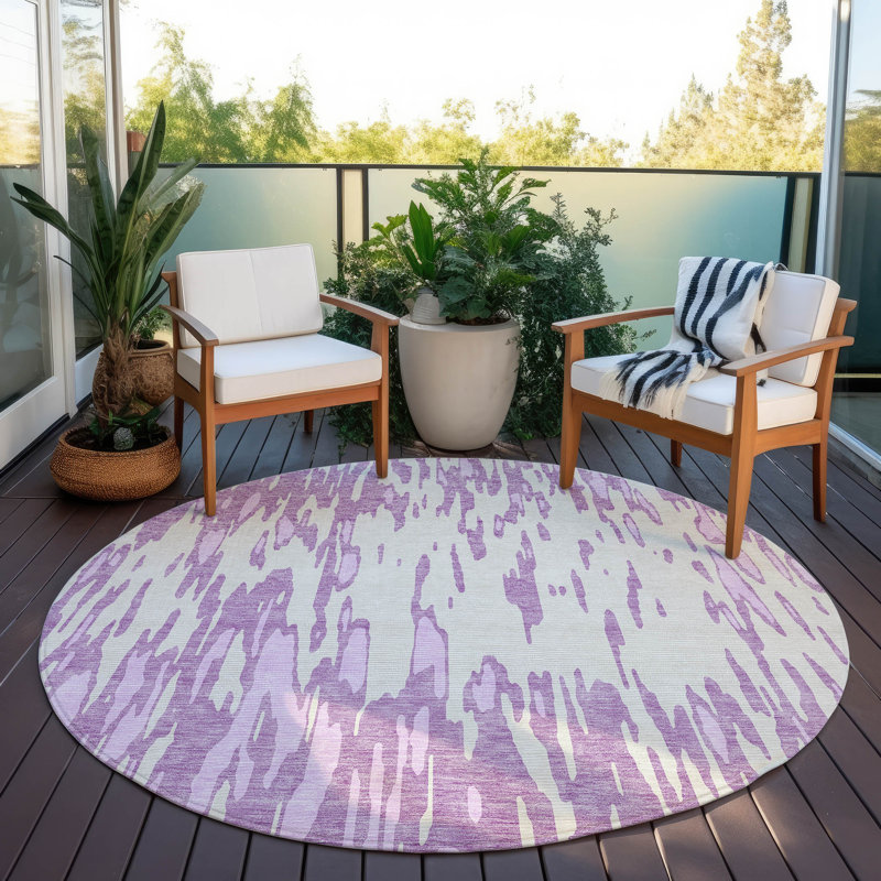Tapis rectangulaire Aleighna avec envers antidérapant, Rond 8 pi