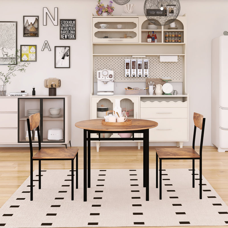 Ensemble de table de salle à manger moderne 3 pièces 34,8 "avec abattant et 2 chaises