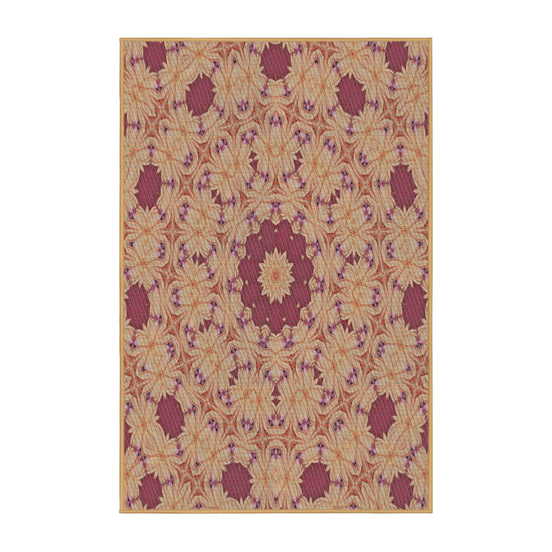 Laine tissée à la machine florale et polyester brun/rose Tapis décoratif, Rectangle 8 pi x 10 pi