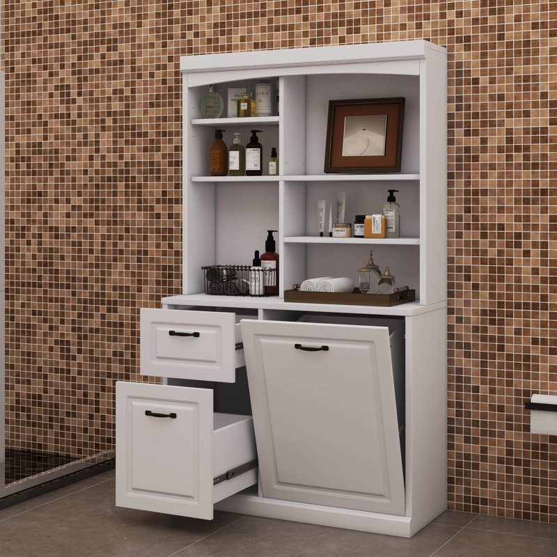 Bathroom Storage Cabinet With Pull Out Basket  With Drawers And Customizable Shelves