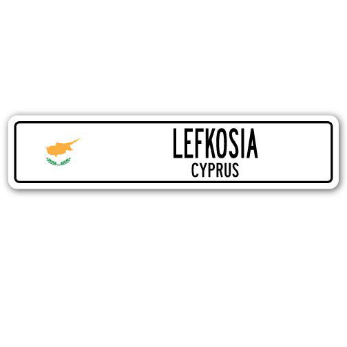 Plaque de rue en aluminium, drapeau de Chypre, Leucade, H 6 po x l 24 po x P 1 po