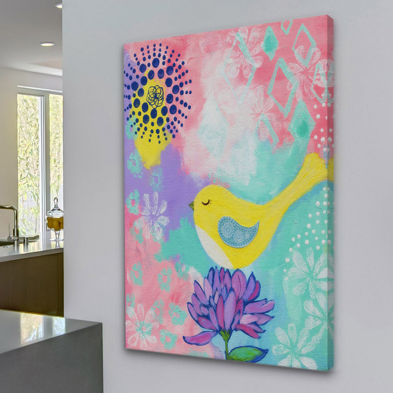 «Yellow Bird» par Jill Lambert, reproduction sur toile tendue, H 18 po x l 12 po x P 1,5 po
