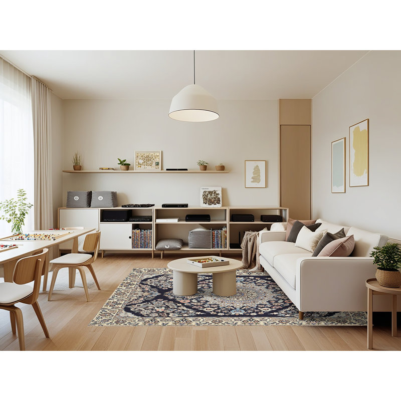 Noir/beige oriental Tapis décoratif déarlo, Rectangle 7 pi x 9 pi