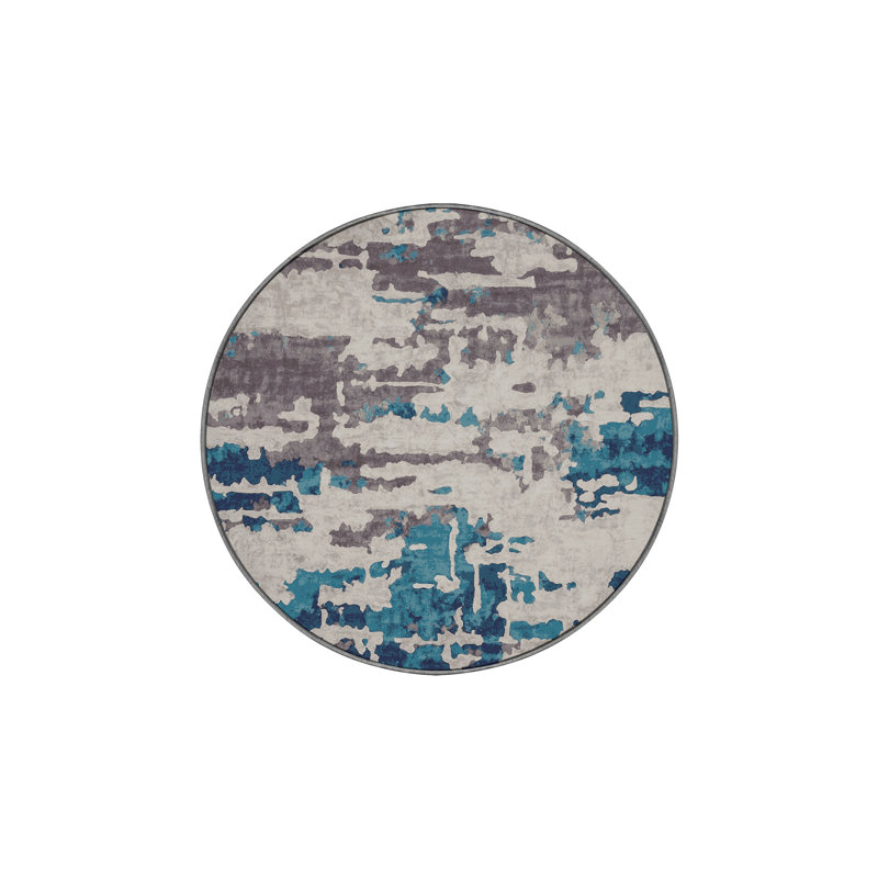 Tapis gris lavable à la machine, Rond 8 pi