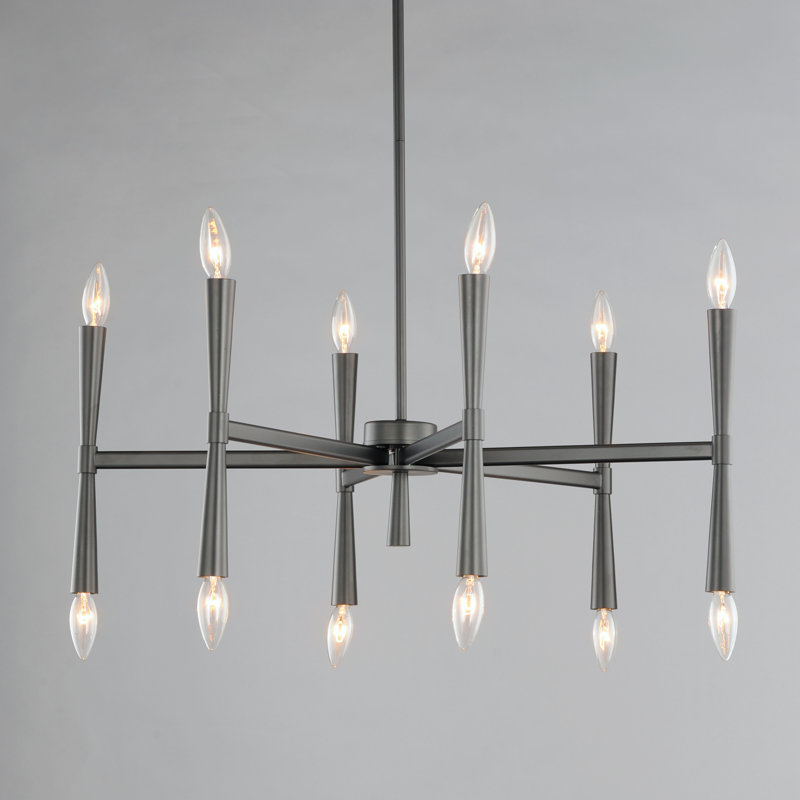Monstair 12-Light Dimmable Modern Linear Chandelier, Black