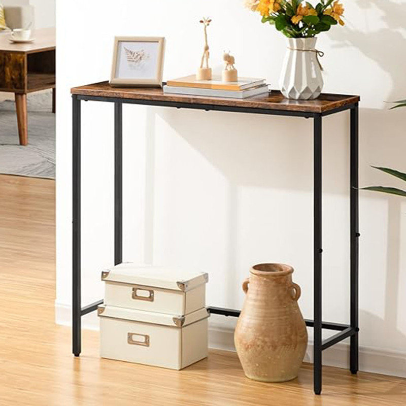 Narrow Console Table, Small Entryway Table, Thin Sofa Table, Display Table, for Hallway, Bedroom, Rustic Brown and Black