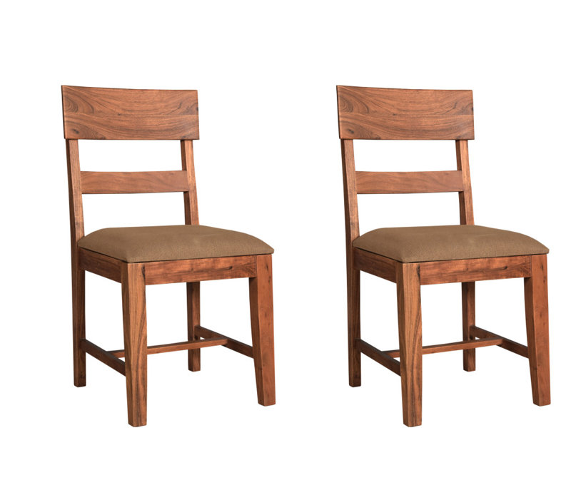 Ensemble de deux chaises d'appoint de salle à manger à dossier à lattes en tissu brun Gracie Mills Ashton