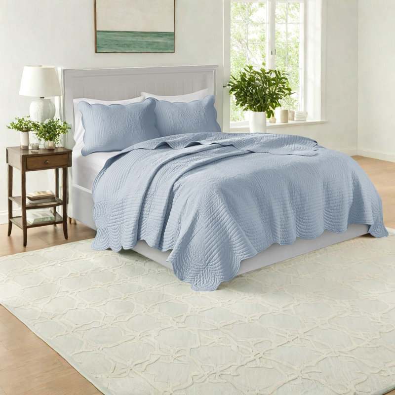 Ensemble de literie réversible de style campagnard, courtepointe très grand en microfibre avec bords festonnés