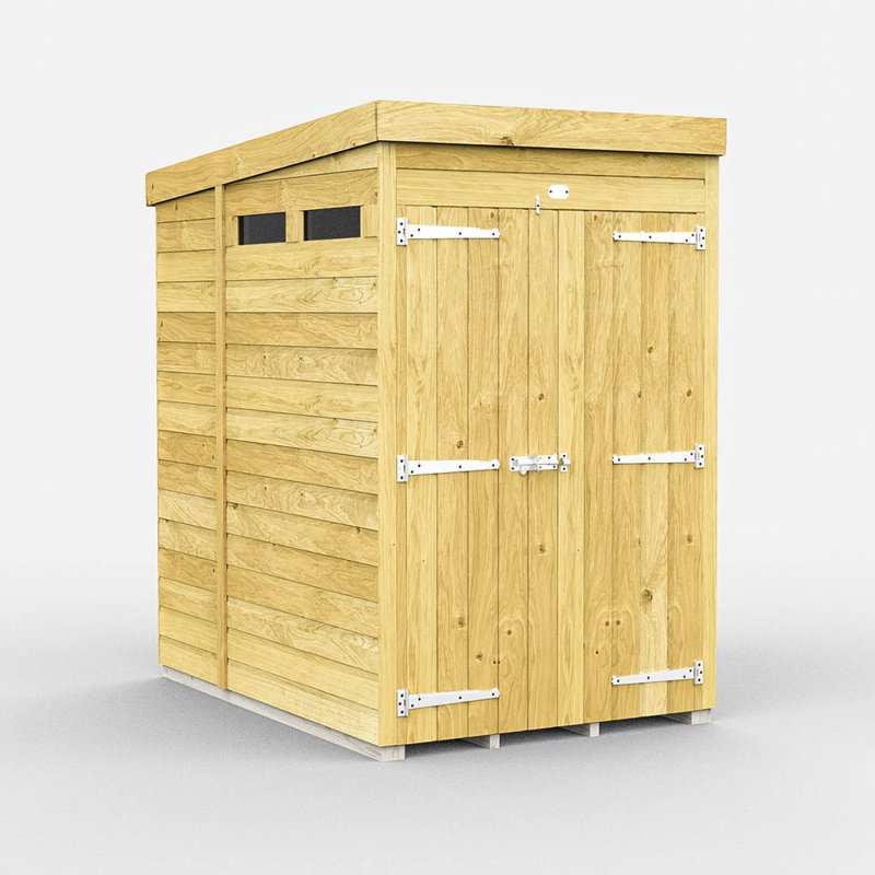 4ft x 6ft Pent Security Shed - Double Door