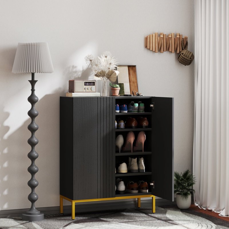 Armoire à chaussures moderne avec portes à fermeture en douceur noir