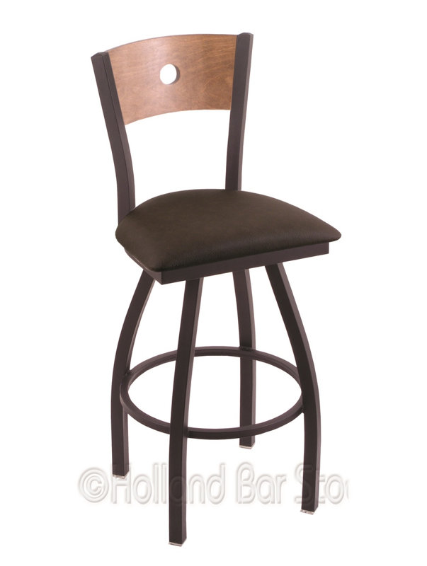 Tabouret de bar pivotant de 36" Lareau, Ride noire, Café Rein, Érable moyen