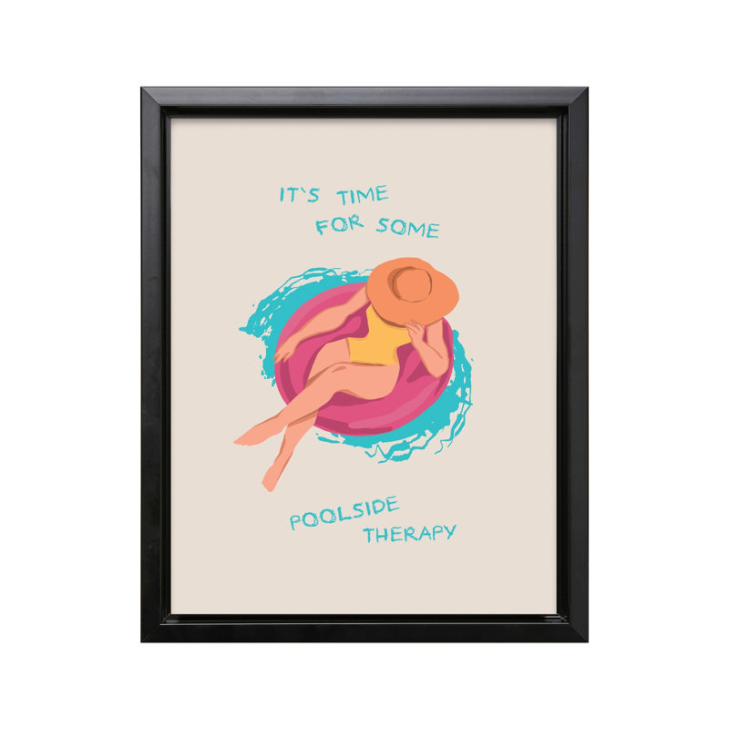Thérapie au bord de la piscine, Black Framed, Canvas, 11"H x 14"W
