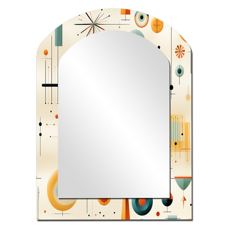 Midcentury Geometric Resurg - miroir mural décoratif asymétrique Midcentury, miroir arqué moderne, impression sur métal