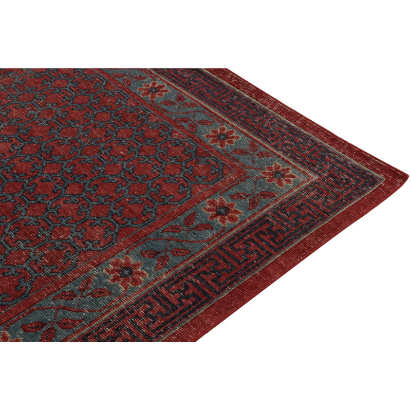 Distressed Homage Hand Knotted Wool Floral Area Rug, Rectangle 12' x 15'