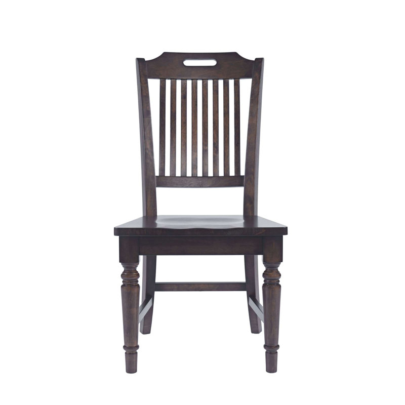 Chaise de salle à manger à lattes Powers Classic - brun foncé, Marron foncé